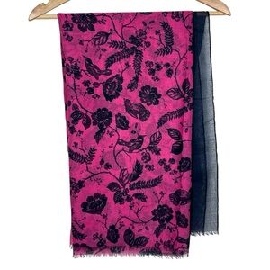 JOE FRESH Lightweight Floral Oversized Scarf, Pink/Navy Blue